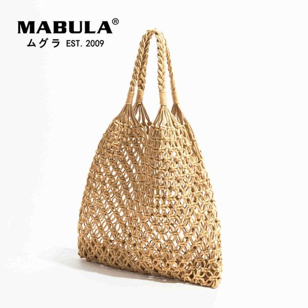 

elegant straw woven shoulder hobo purses fishing net handmade beach travel handbag summer shopper grocery bags 230315