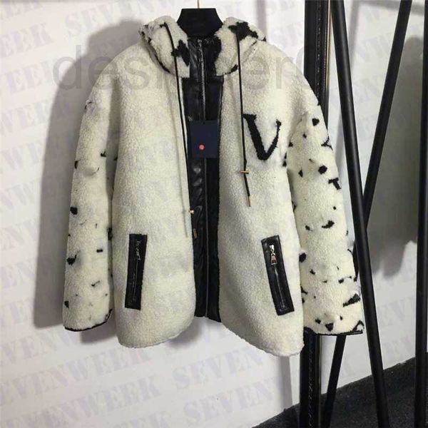 

women's jackets designer lamb wool hooded coats for women winter warm long sleeve outerwear fashion brand lady jacket lp09, Black;brown