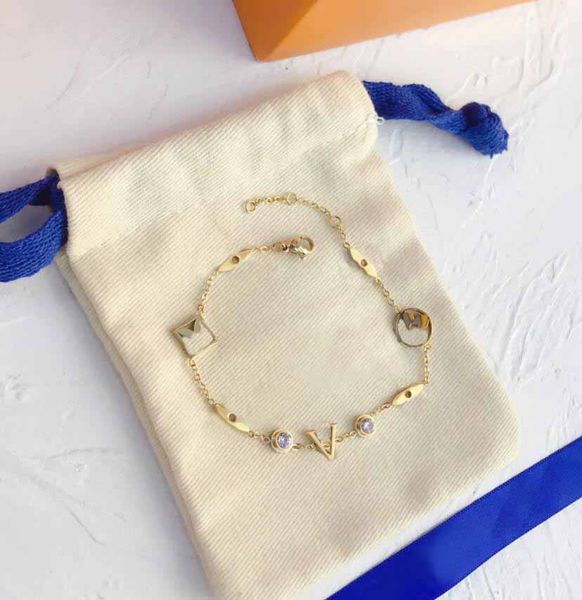 

new fashion bracelets women bangle wristband cuff chain designer letter jewelry crystal 18k gold plated stainless steel wedding lovers gift, Black