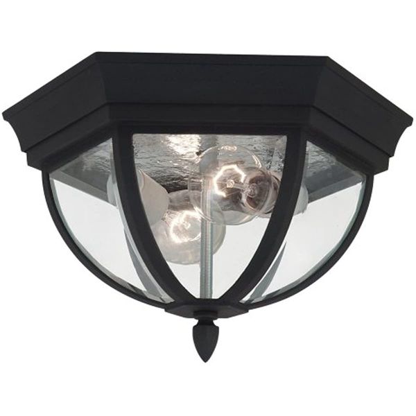 

sea gull lighting 78136-12 wynfield two-light outdoor ceiling flush mount hanging modern light fixture, black finish