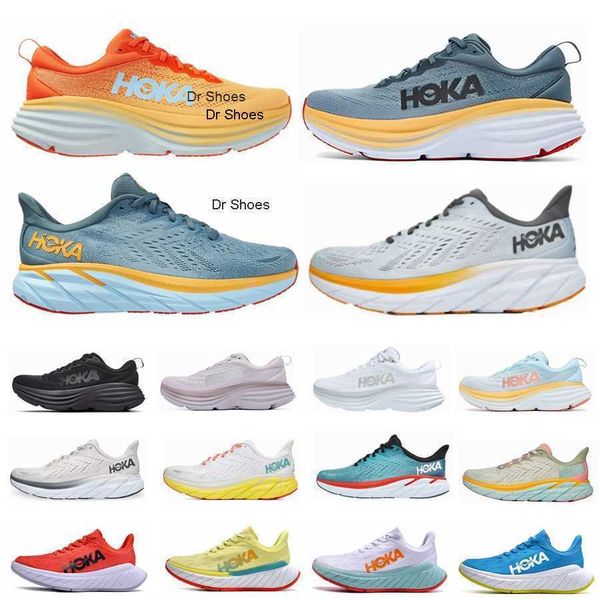 

hoka one clifton 8 running shoes hokas bondi 8 carbon x2 trainers triple black white goblin blue floral lunar rock shark skin sports mens
