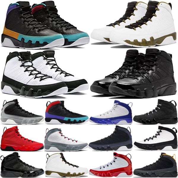 

jumpman 9 og men basketball shoes retro 9s fir red particle grey racer university blue gold bred patent anthracite light olive mens trainers, Black