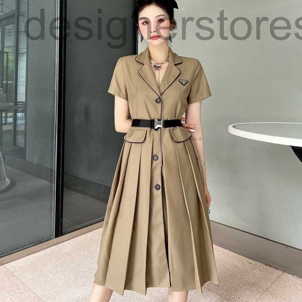 

party dresses designer early autumn 2022 new breasted waistband with 100 pleats and contrast trim medium length dress for women hg1j, White;black