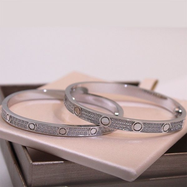 

silver full diamond screwdriver bracelet designer love bracelets men and women fashion classic bracelets party wedding xmas valentines day l, Black