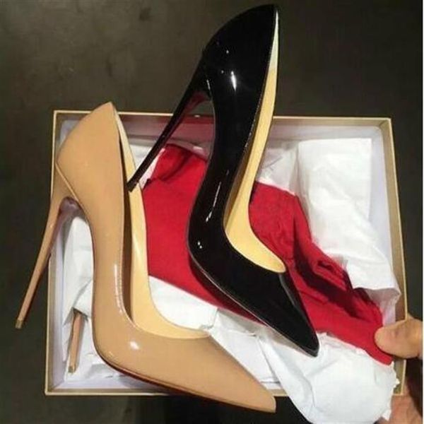

delivery fashionable and luxurious lady's red-soled high heels patent leather party wedding shoes origina274d, Black