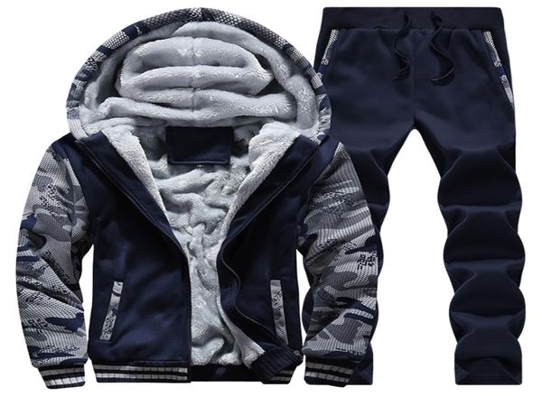 

brand men casual hoodies sweatshirt winter warm hoodies set hooded mens jacket sportswear tracksuits thicken fleece clothing lj2019722060, Gray