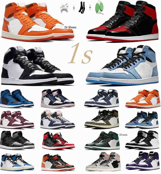 

jumpman 1s men women basketball shoes university blue dark mocha unc light smoke grey hyper chicago bred royal silver toe shadow twist brand