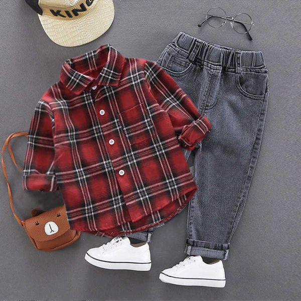 

clothing sets ienens baby clothing sets boys casual plaid clothes children long sleeve striped shirts pants suit kids outing wear outfits p2, White