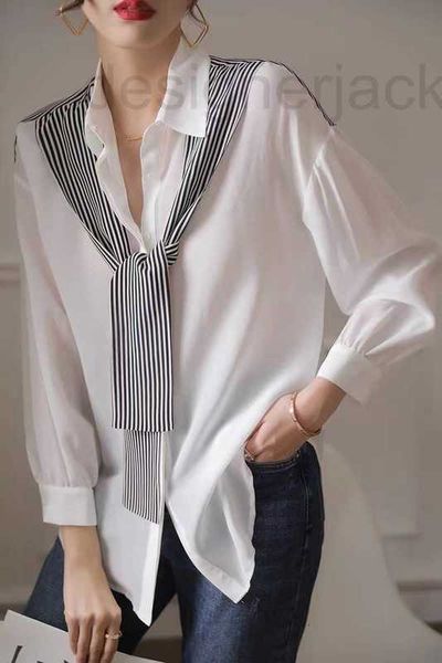 

women's blouses & shirts designer striped ribbon shirt women fashion clothing embroidery letters business short sleeve kashi t- skatebo, White