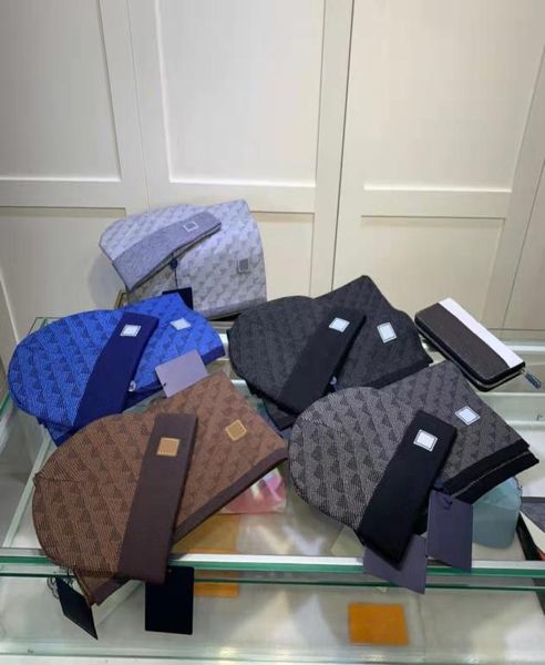 

2021 classic designer autumn winter popular knitted scarf and beanie sets men women fashion universal knitted caps wool outdoor wa3877902, Blue;gray