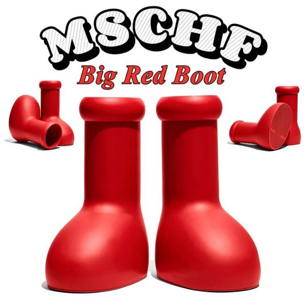 

2023 new mschf big red boot red shoes outdoor astro boy big red mens women rain boot shoe round heads boot eur 36-45 with box