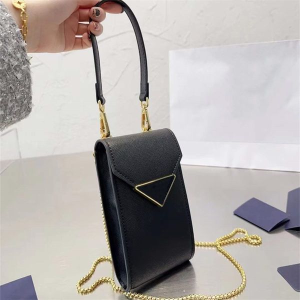 

mini phone bags crossbody designer bag shoulder chain bag woman mens smartphone cross body 4 colors triangle leather 5a 2023