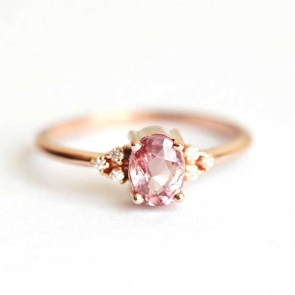 

band rings huitan romantic pink aaa cubic zircon stone princess rings with rose gold color engagement accessories tiny delicate rings g23031, Silver