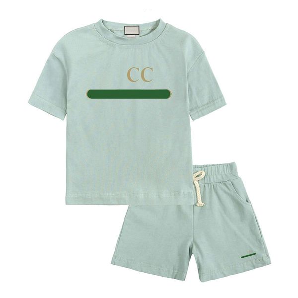 

Kids Clothing Sets Boys Girls Tracksuits Suit Letters Print 2pcs Designer T Shirt Short Pants Suits Chidlren Casual Sport Clothes 90-160 2 Styles, Gold