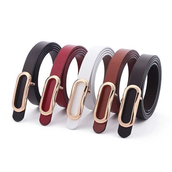 

belts smooth buckle cowhide women's dress coat thin fashion simple decorative belt, Black;brown
