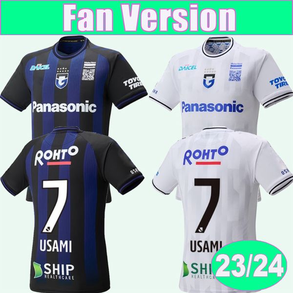 

23 24 gamba osaka kurata mens soccer jerseys jebali kurokawa yuya nakamura ishige home away football shirts short sleeve uniforms, Black;yellow