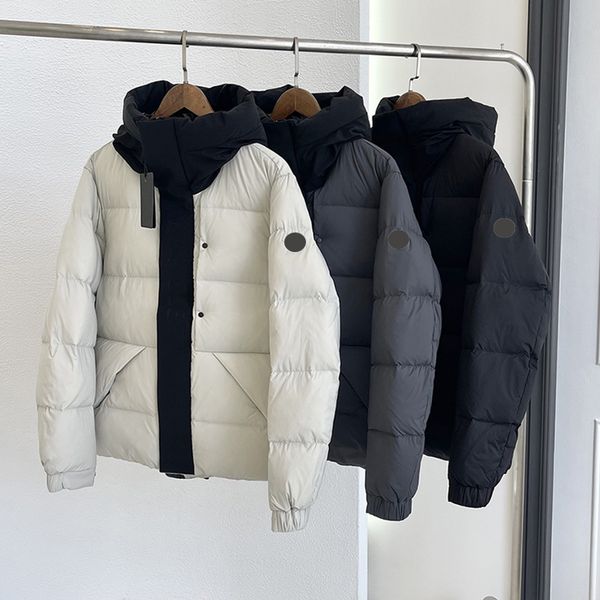 

mens madeira puffer down jackets hooded winter jacket embossed letter placket outerwear coats size s/m/l//xxl, Black