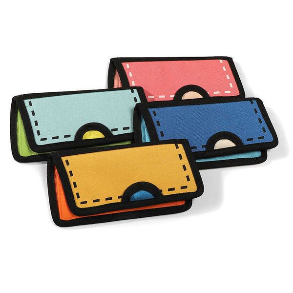 

cartoon long clip cute students secondary long wallet men and women wallet card bag bank card card clip, Red;black