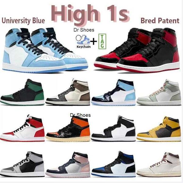 

sneakers high 1 1s men basketball shoes bred patent chicago dark mocha black white panda light smoke grey university blue heritage classic