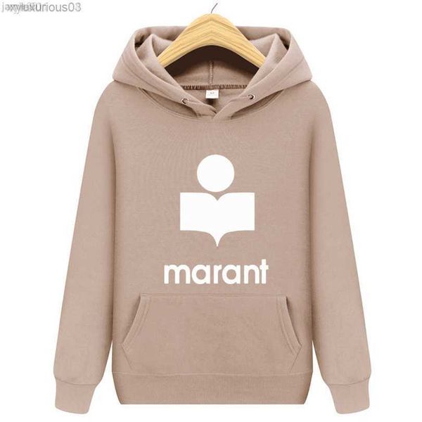 

2022 autumn winter men's sweatshirt marant printed hoodie long-sved pullover, Black