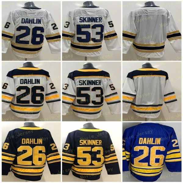 

man ice hockey 26 rasmus dahlin jersey 53 jeff skinner blank 2022 heritage classic 2017-2018 winter classic 50th anniversary good stitch tea, Black;red