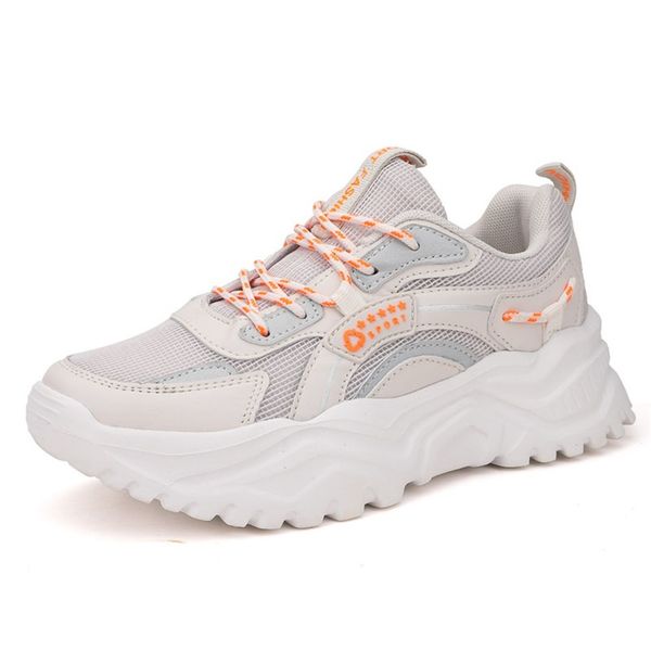 

casual shoes spring new thick soles increase popular sports dad shoes women's fashion versatile breathable single shoe soft soles 019, Black