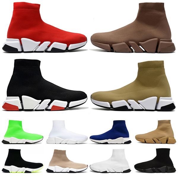 

socks shoes 2.0 designer men women paris platform speeds trainers fly knit triple s black brown red pink graffiti outdoor jogging sneakers 3