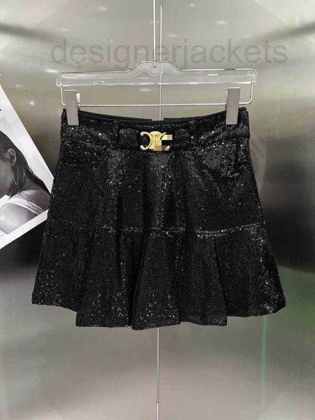 

skirts designer super flash beads versatile high waist half skirt feel design spring/summer 2023 new 2iun, Black