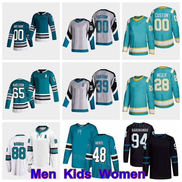 

man kids woman hockey 28 timo meier jersey 39 logan couture 48 tomas hertl 65 erik karlsson 88 brent burns 94 alexander barabanov 76 jonatha, Black;red