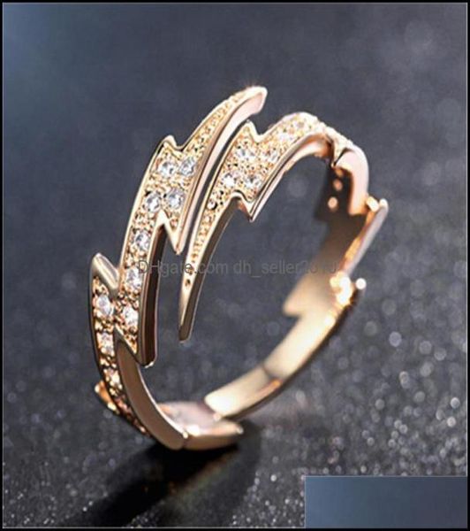 

cluster rings fashion hipster lightning plated 18k rose gold adjustable color ring female index finger with exaggerated dh202614988, Golden;silver