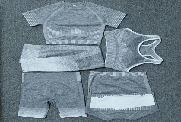 

tracksuits yoga suit gym sporstwear workout sets fitness sports leggings outfits yoga align pants fashion womens five piece set 5p7395675, Gray