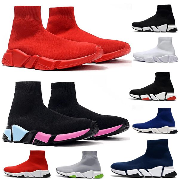 

2023 speeds 2.0 shoe platform sneaker men women designer tripler paris socks boots black white blue light sliver brown ruby graffiti vintage