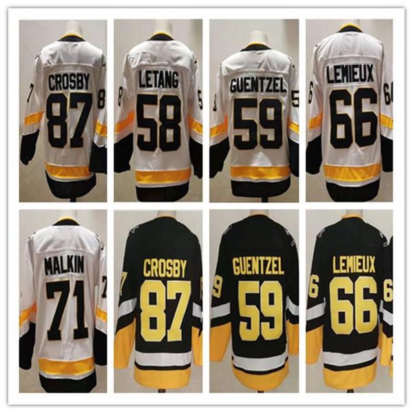 

reverse retro ice hockey sidney crosby jersey 58 kris letang 59 jake guentzel lemieux evgeni malkin jason zucker blank 2022 alternate black, Black;red