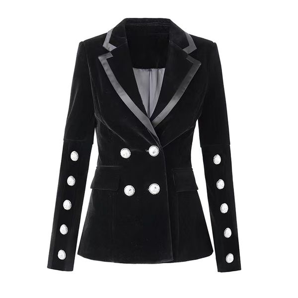 

womens suits blazers tide brand retro fashion designer presbyopic black series suit jacket double-breasted slim plus size luxury designer wo, White;black