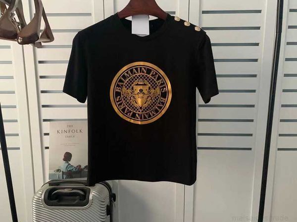 

designer luxury coats ss spring summer new balman coin pattern cotton loose pullover tshirt ins lovers tee, Black;white