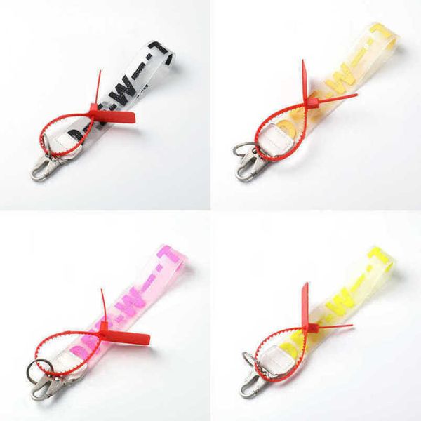 

luxury offs classic key rings brand keychains clear rubber jelly letter print keys ring fashion men women canvas keychain camera pendant bel, Silver