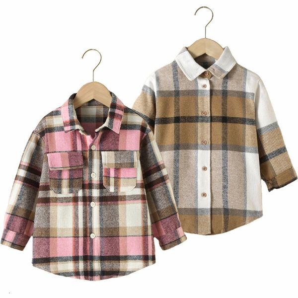 

kids shirts autumn winter baby girl boy shirt plaid classic kids boys clothes children shirts casual outfits thick warm country style school, White;black