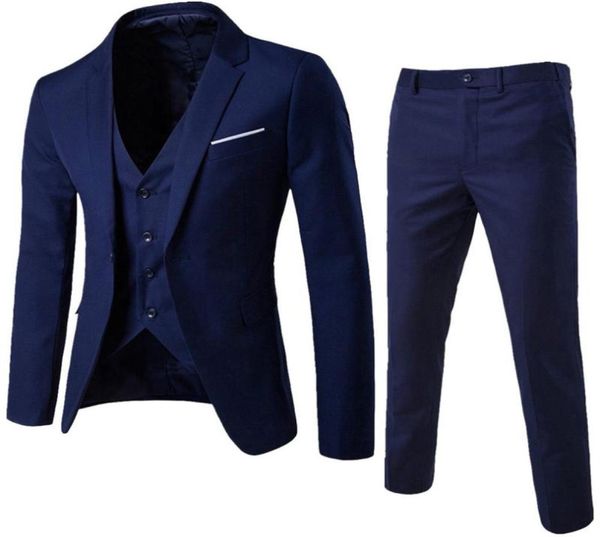 

men039s tracksuits fashion autumn winter men suit slim 3 piece blazer formal business wedding party jacket vest pants4m257217214, Gray