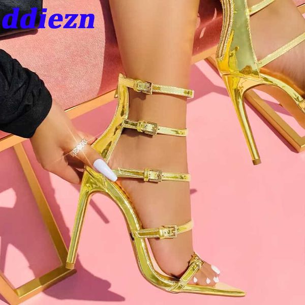 

gladiator ladies heels shoes sandals zippers fashion hollow female pointed toe pumps shoes for women stiletto heels 2023 0316, Black