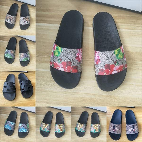 

new designer slides mens women slippers summer sandals beach slide flat platform ladies sandali bathroom home shoes flip flops striped causa, Black