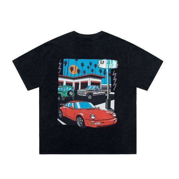 

galler t-shirt designer letter cartoon car print tees fashion street cotton for men, White;black