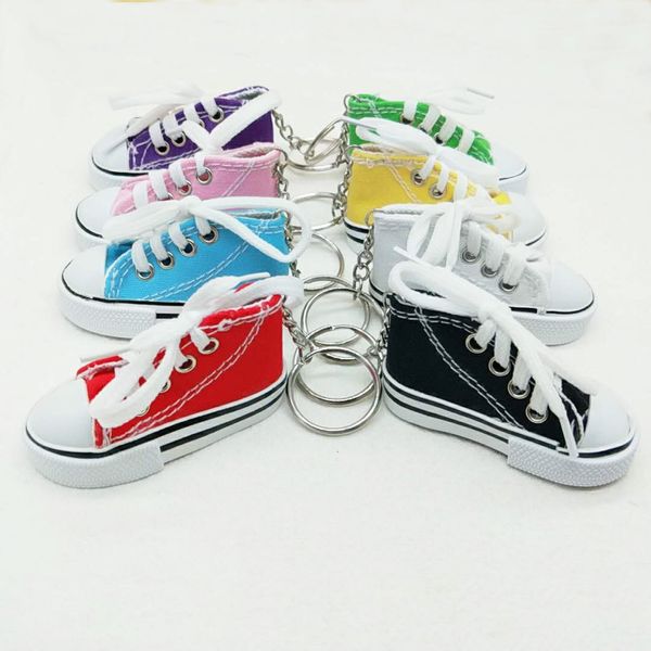 

bulk price creative simulation canvas shoes keychain car key chain pendant car bag sneakers shoes keychains jewelry gift, Silver