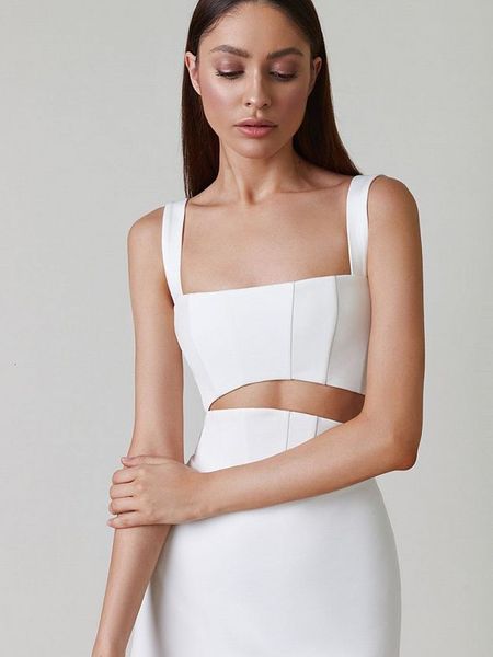 

two piece dress elegant women bandage 2 two pieces sets summer tank sleeveless mini skirts fashion club party outwear 230316, White