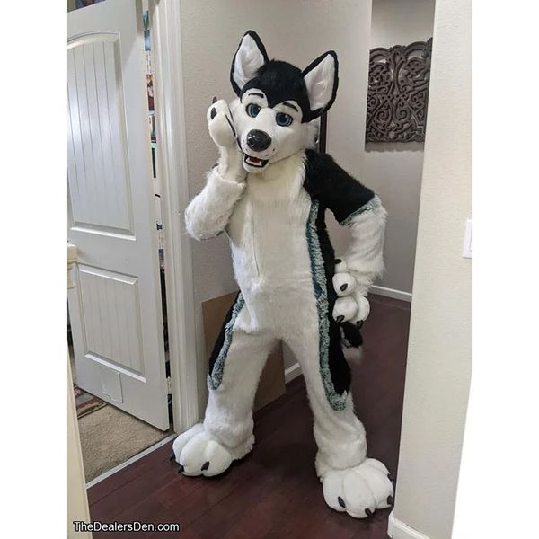

new furry white wolf husky dog mascot costumes movie props show halloween birthday party outdoor event outfit costume, Red;yellow