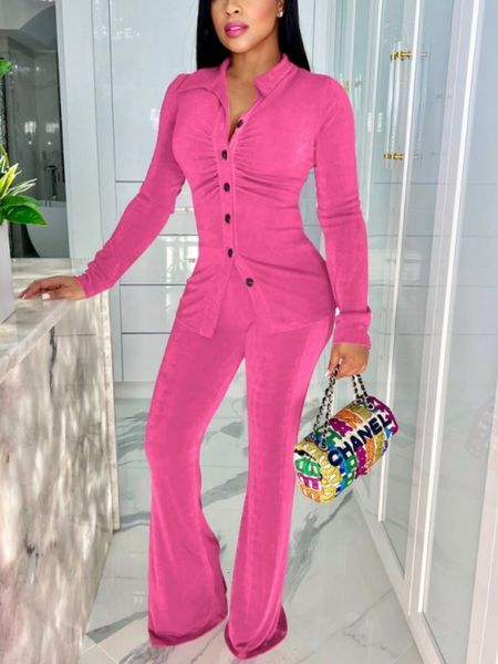 

women s two piece pants office lady elegant set women fall outfits velvet long sleeve ruched shirt and flare suits famale sweatsuits 230317, White