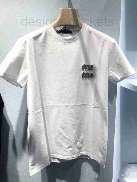 

women's t-shirt designer  family 2023 early spring new chest rhinestone letter loose versatile round neck short sleeve t-shirt a8hg, White