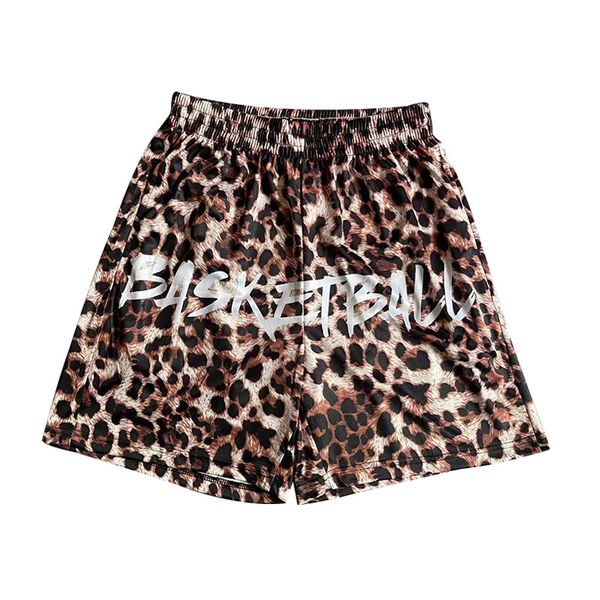 

animal print quick-drying basketball shorts cow leopard pattern beach pants mesh breathable casual summer men's and women's shorts, White;black
