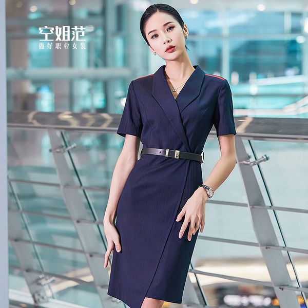 

suit collar professional work dress women autumn winter office commuter uniform l front desk beautician jewelry shop work clothes, White;black