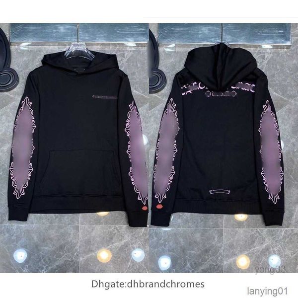 

fashion luxury men's jackets designer zipper sweatshirts cross print brand ch hoodies chromes coat casual pullover, Black