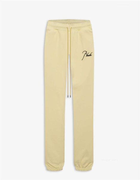 

women sweatpants men embroidered rhude drawstring pants trousers joggers, Black